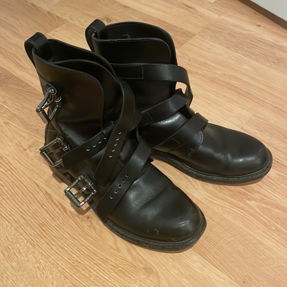 Rag & Bone Black Leather Combat Boots, Size 6.5